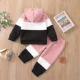 thumbnail image 3 of PatPat Toddler Girl Boy Long Sleeve Colorblock Hoodie Sweatshirt and Jogger Pants Set for Baby, Pink, Baby: 18-24 Months, 3 of 11