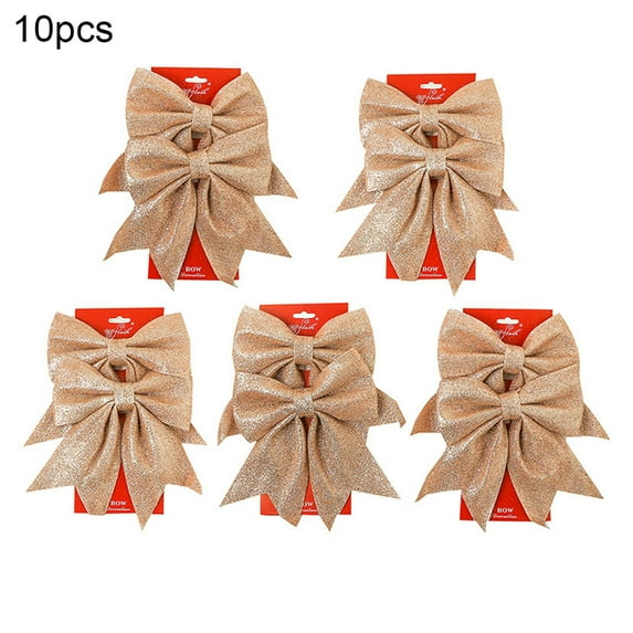 10pcs Large Christmas Bowknot Baubles Pendant Christmas Tree Garland Embellishment Bow Tie for Home Festival Party New Year Ornament Gift Wrapping Accessories