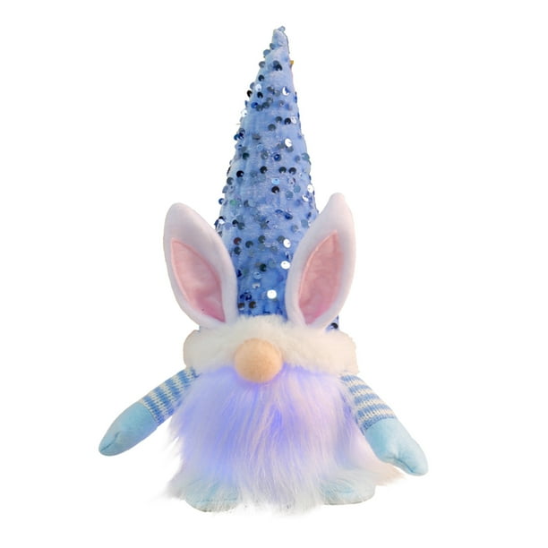 Adorno de Pascua con lentejuelas, conejito luminoso, muñeco, decoraciones festivas, muñecos de conejitos y gnomos, regalos para niños