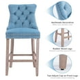 thumbnail image 5 of Velvet Bar Stools Set of 2 - 27" Seat Height Barstool, Bar Chairs Fit Counter or Bar Height, Kitchen Stools for Island, Tufted Back, Wood Frame, Upholstered (Light Blue, Set of 2), 5 of 11