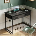 thumbnail image 2 of Casacomoda 32 Inch Writing Desk with Fabric Drawers, Modern Study Table with Storage for Student/Kids, Small Computer Desk for Small Space, Home Office Desk, Black, 2 of 8