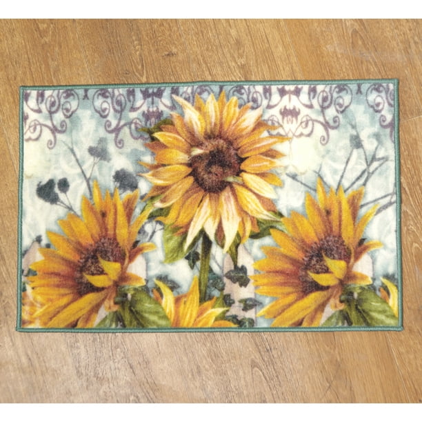 Sunflower Farmhouse Bathroom Rug with Latex Nonslip Backing Walmart