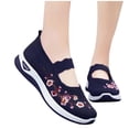 thumbnail image 4 of BRGZLK Orthopedic Shoes for Women Summer Trendy Embroidered Flower Arch Support Walking Sneakers Breathable Comfortable Mesh Slip On Shoes Blue 7.5, 4 of 6