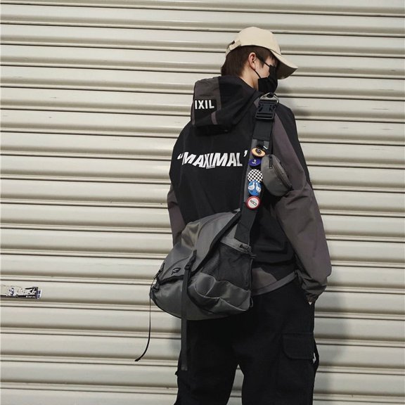 Shoulder Messenger Bag Casual Ins Harajuku,Green Badge