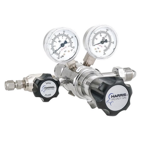 Nitrogen, Helium, Argon specialty gas lab regulator, CGA 580, 2-stage, chrome-plated, 0-50 PSI