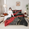 thumbnail image 4 of Homewish Chic Abstarct Ombre Bedding Comforter Set, Black Red Fashion Marble Twin Comforter Sets, Teens Kids Adult Men Women Reversible Bedding Set, Super Cozy Room Decor, 2-Piece, 4 of 8