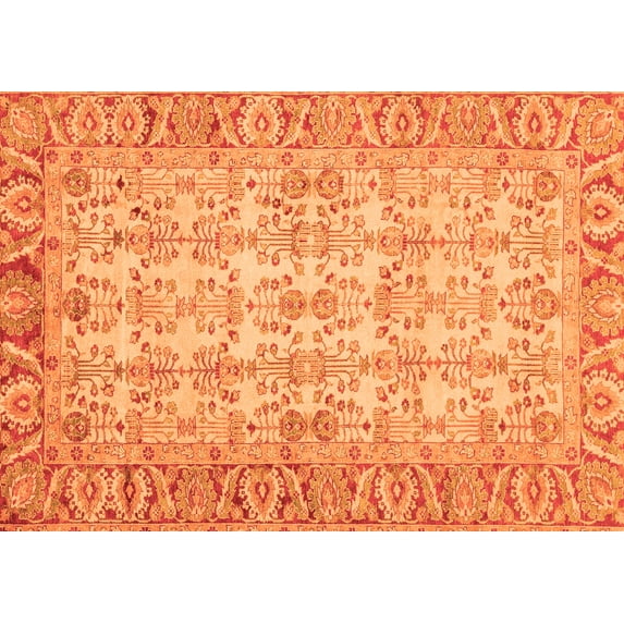 Ahgly Company Indoor Rectangle Abstract Orange Modern Area Rugs, 8' x 10'