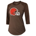 thumbnail image 2 of Women's Majestic Threads Deshaun Watson Brown Cleveland Browns Name & Number Raglan 3/4 Sleeve T-Shirt, 2 of 3