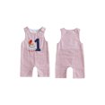 thumbnail image 2 of RUINIXCW Baby Boy Girl First Birthday Outfit 1 Years Old Birthday Clothes Summer Fall Romper Overalls Cake Embroidery Striped Sleeveless Jumpsuit Playsuit, 2 of 9