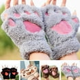 thumbnail image 2 of Chicmine 1 Pair Women's Gloves Plush Cat Paw Claw Cozy Cute Warm Comfortable Non-Slip Gloves Office Riding Accessories, 2 of 11