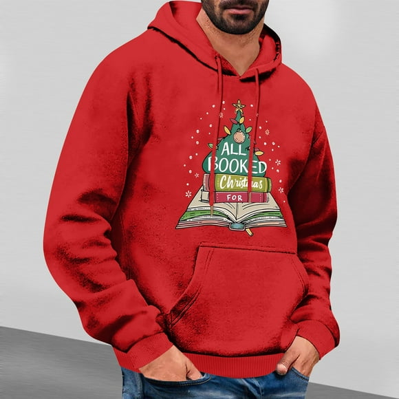 Fiudx Sudadera Navideña con Capucha de Material Japonés, Ligera y Transpirable, Ropa Deportiva para Hombre, Tallas Disponibles: S-Xl.