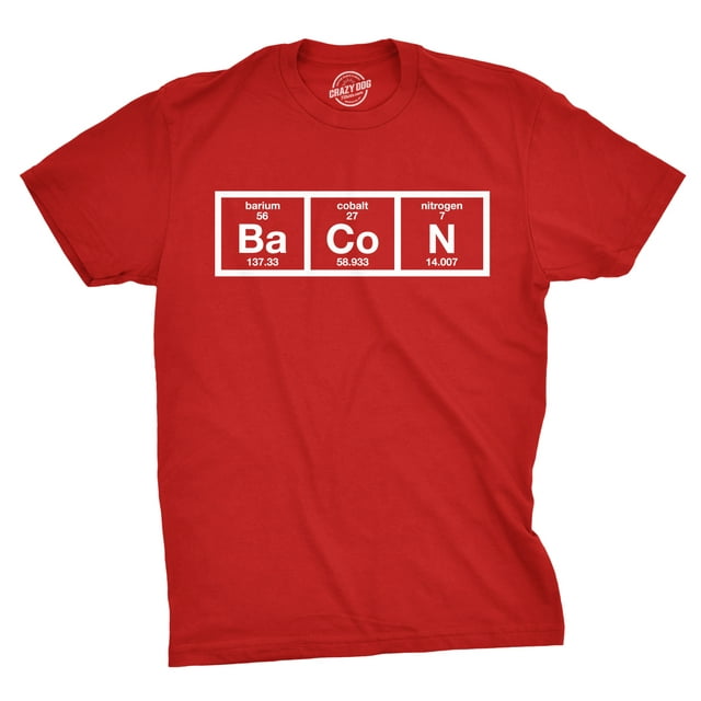 Mens The Chemistry Of Bacon T Shirt Funny Nerdy Graphic Periodic Table ...