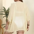 thumbnail image 5 of Lopeceal Plus Size Swimsuit Cover Up For Women Tassel Mesh Sheer Bikini Cardigan Beach Vacation Fashion Cover Up L-3XL, 5 of 5
