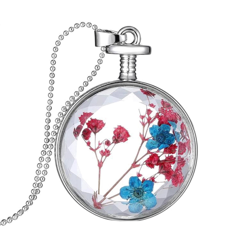 Ustyle Dried Pressed Flower Necklace Photo Box Neck Jewelry Glass Ball Pendant Accessories Sweater Chain White Gold Plating Walmart Canada