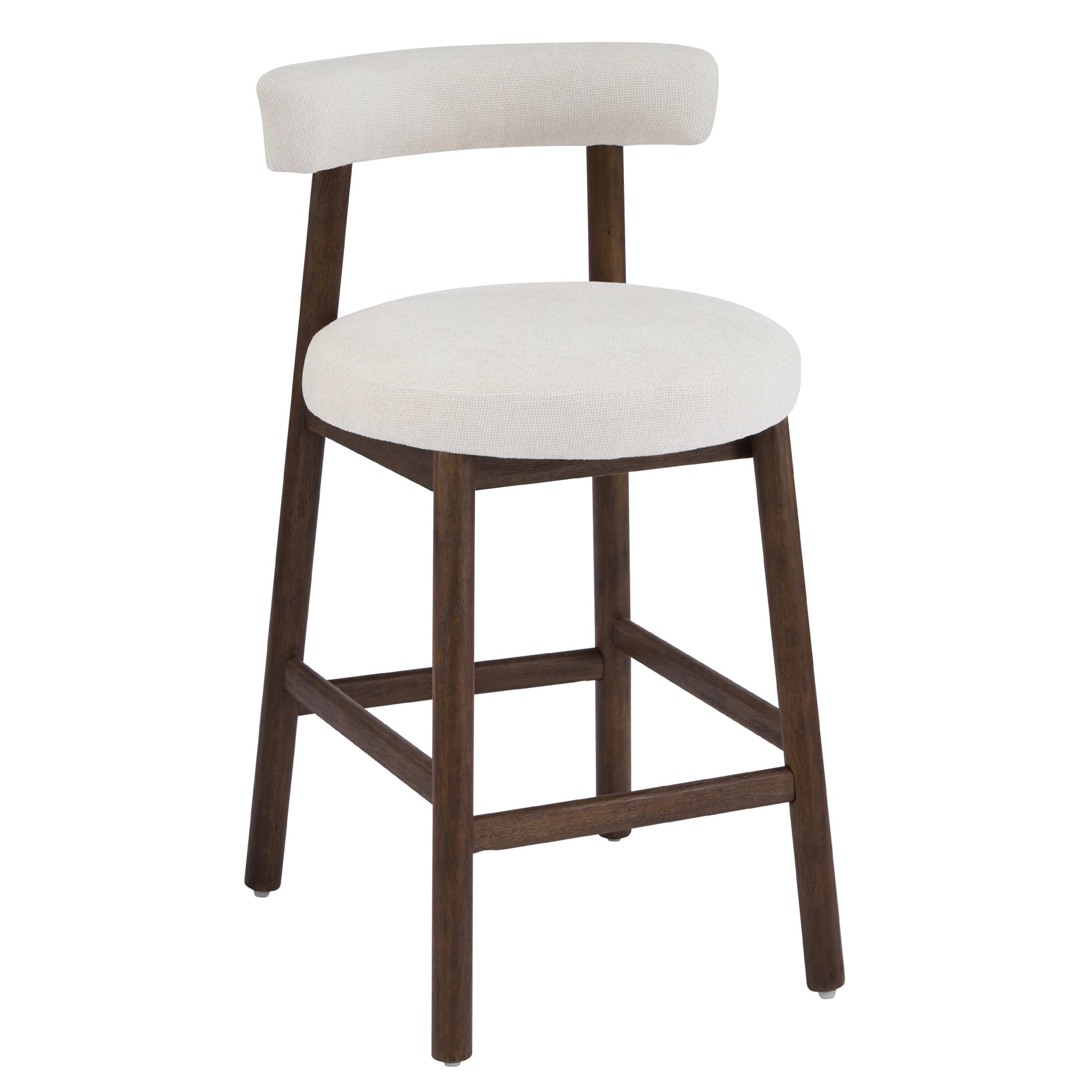 Christopher Knight Home Minimalist 26.77" Counter Height Bar Stools, Solid Wood Frame, Walnut, Set of 4