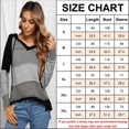 thumbnail image 2 of Women‘s Color Block Knit Hoodies Sweaters Loose Long Sleeve V Neck Drawstring Pullover Sweatshirts (Grey-2XL), 2 of 5