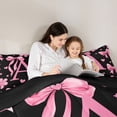 thumbnail image 4 of Erosebridal Letter A Monogrammed Full Size Comforter Sets,Pink Ribbon Bow Girls Bedding Sets For Kids,Reversible black,3 Pieces, 4 of 7