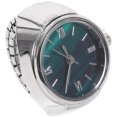 thumbnail image 1 of Reloj de dedo Mini reloj de anillo con números romanos, elegante, moderno, ligero y práctico accesorio para mujeres y hombres, fiesta de cumpleaños, plata, 1 of 7
