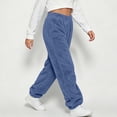 thumbnail image 5 of Bixock Girls Loungewear Pants High Waist Wide Leg Pants Kids Sleep Trousers Elastic Waist Solid Color Fleece Lined Soft Fall Winter Indoor Rest Casual Wear Size 9-10Years, 5 of 6