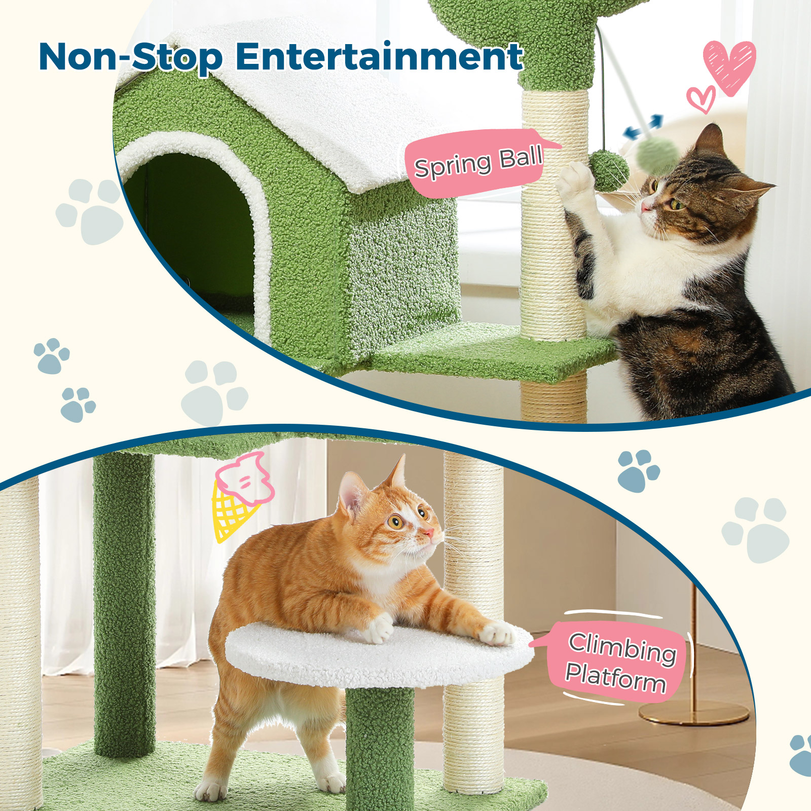 Made4Pets Cat Tree with Cozy Cat Condo and Scratching Post, 21.3"x15.6"x34.5"