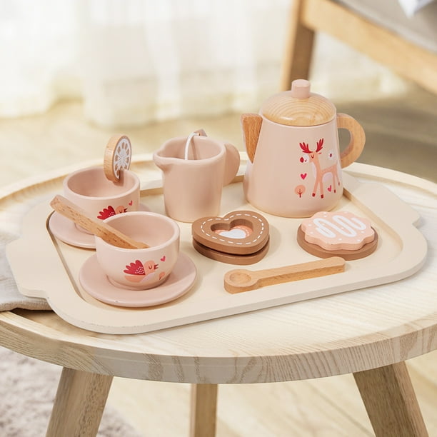 Afternoon Tea Set Wooden Toy Pretend Play Food Learning Role Play Game Early Educational Toys for Toddlers Girls Boys Kids Gifts afternoon tea set Walmart