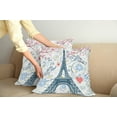 thumbnail image 3 of Ambesonne Paris Throw Pillow Cover 2 Pack, Eiffel Swirling Flowers Heart, 20", Blue and Coral, 3 of 6