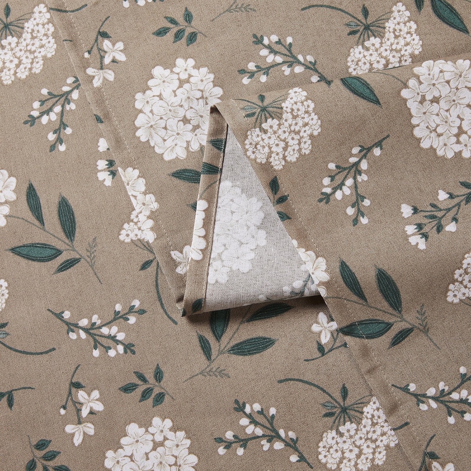Mainstays Farmhouse Tablecloth Summer Floral Brown Fabric, 60" x 84", Hydrangea