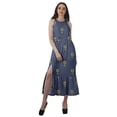thumbnail image 1 of Moomaya Rayon Halter Neck Sleeveless Front Slit Holiday Dress Women Printed Gown, 1 of 1