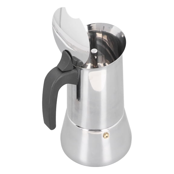 NFTIGB Stovetop Moka Pot 430 Stainless Steel Portable Espresso Maker for Induction Cooktops 2-Cup Capacity Outdoor Camping Travel Coffee Brewer Silver