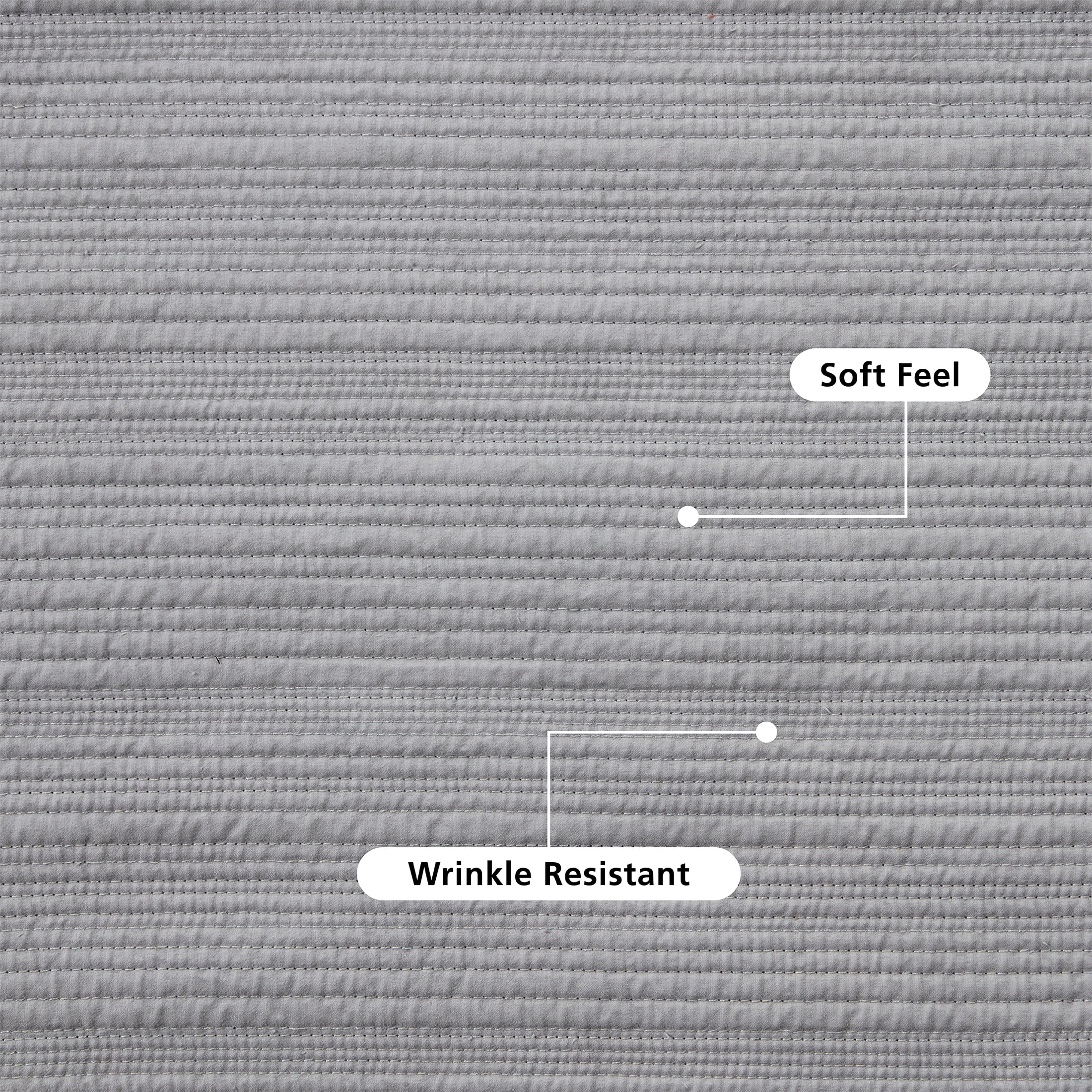 Mainstays Garment Washed Stripe Pillow Sham, Standard 20 in x 26 in, Silver Grey, 1 Pack