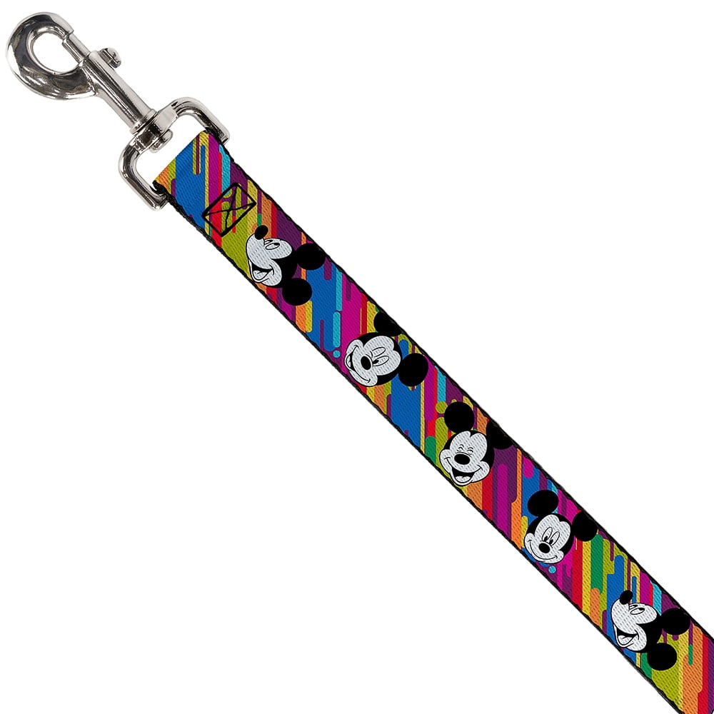 Disney Pet Leash, Dog Leash, Mickey Mouse Expressions Multi Color White Black, 4 Feet Long 1.0 Inch Wide