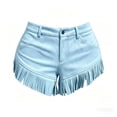 thumbnail image 5 of Ailaofu Womens Fringe Hem Shorts High Waisted Button Closure Casual Shorts Retro Western Style Shorts for Women, 5 of 5