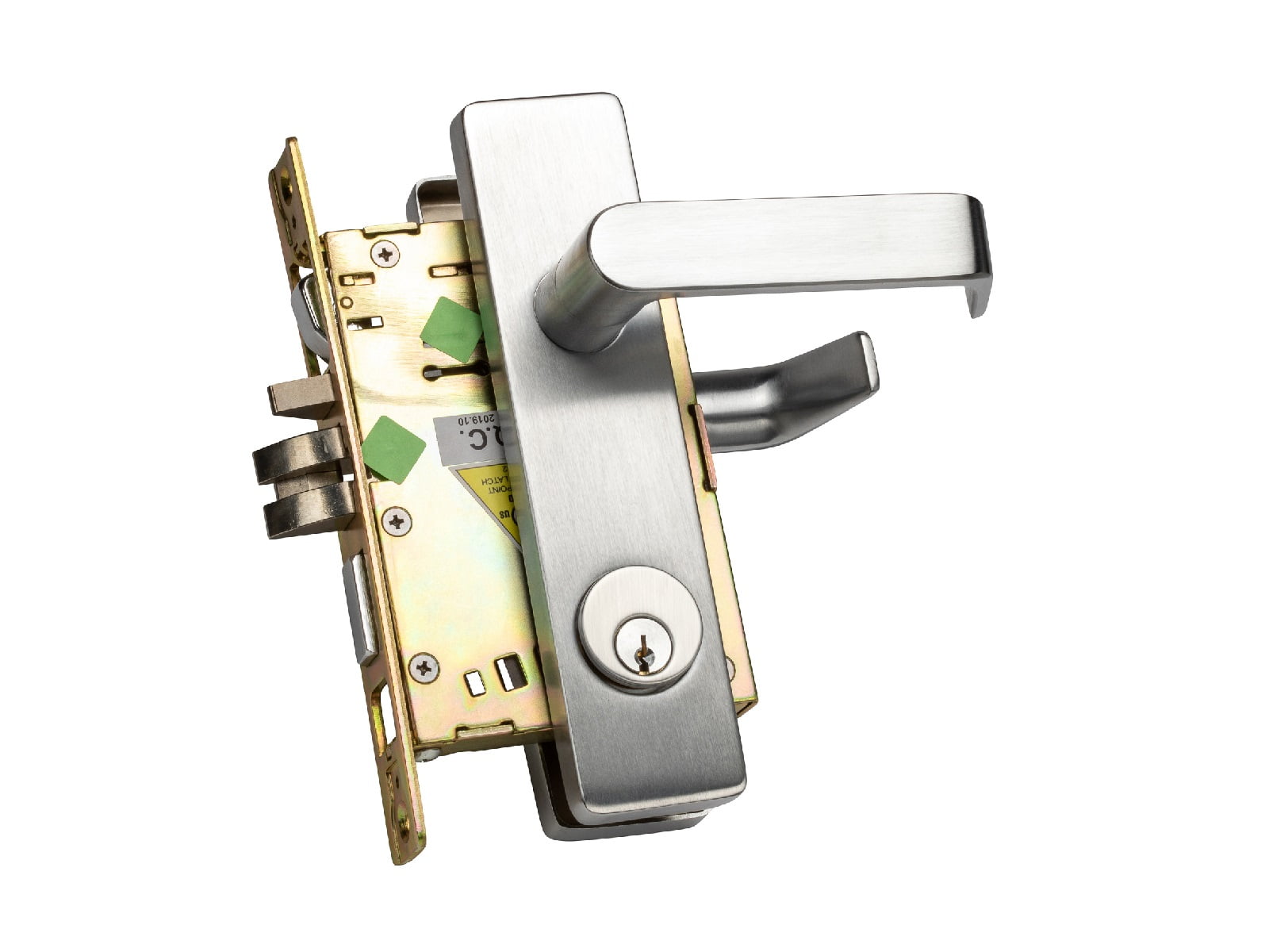 Heavy Duty LeftHanded Classroom Mortise Lock with Escutcheon in Satin