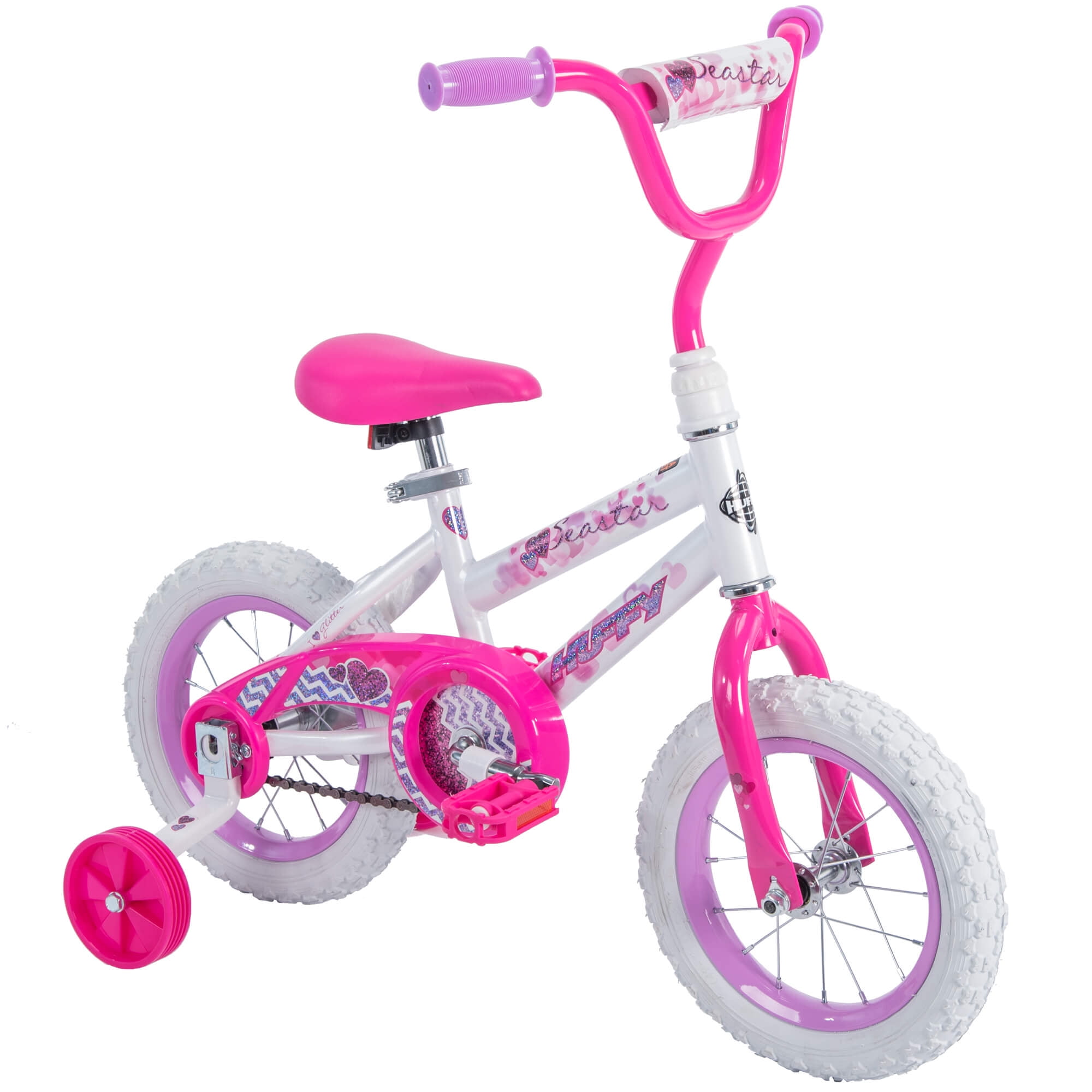 Huffy 12" Girls' Sturdy Pink Bike w/ Fantastic Brake & Training Wheel Easy Setup 