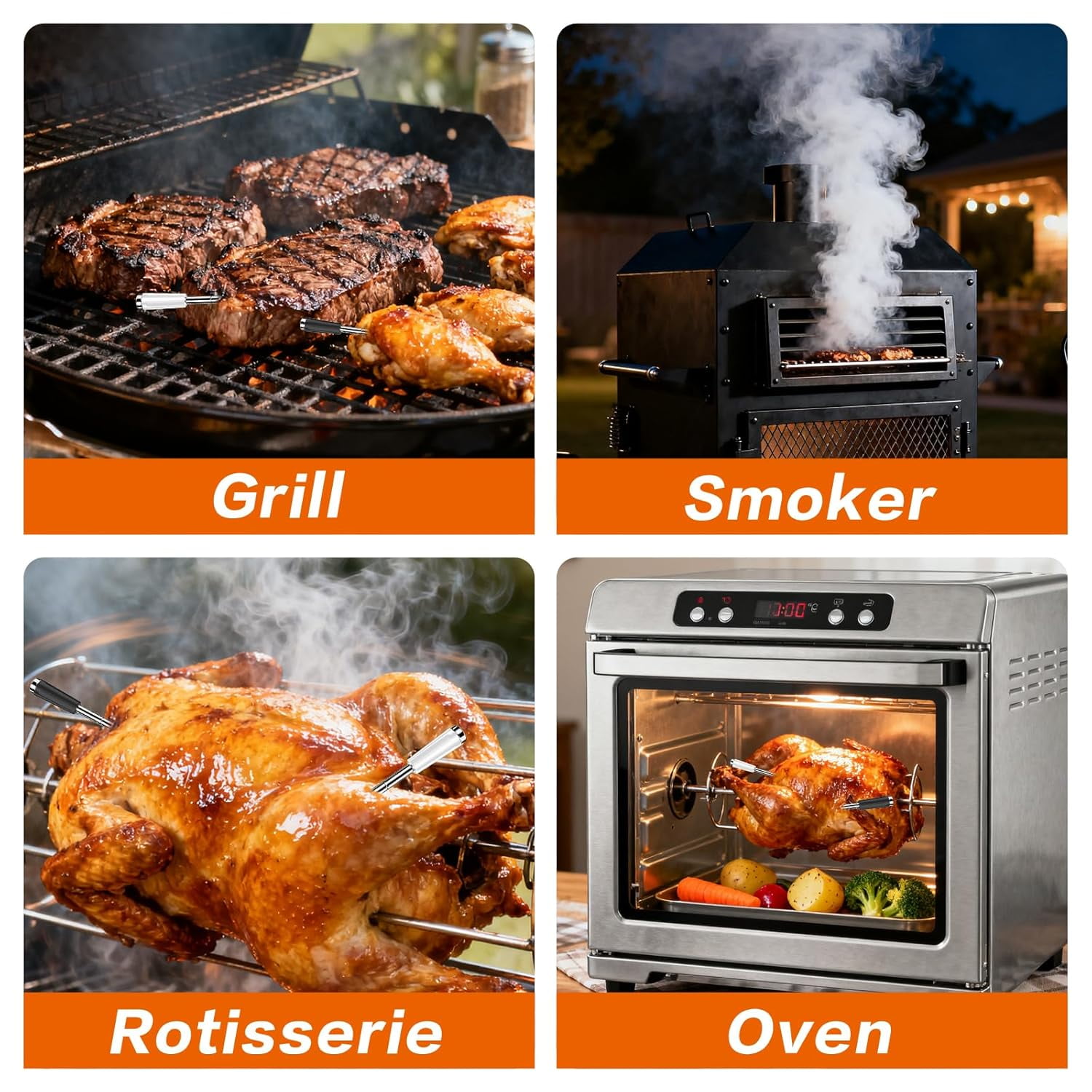 BYXAS Smart Bluetooth Wireless Meat Thermometer, Real-Time Monitoring Control Digital Thermometer with Smart App, 2 Meat Probes IP69 Waterproof High Accuracy Perfect for BBQ, Oven, Grill & Smoker