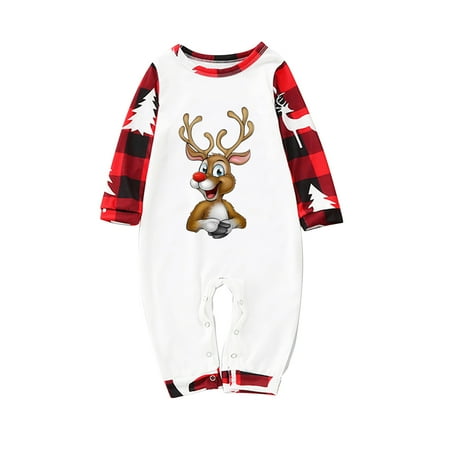 

REORIAFEE Christmas Pajamas for Family Sets Matching Pajamas Cute Reindeer Christmas Tree Graphic Holiday Nightwear Kids 9-12 Months