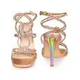 thumbnail image 5 of BLISSFUL STEP Rhinestone Square Toe Ankle Strap Stiletto Heel Sandals for Women Rose Gold (Size 7), 5 of 6
