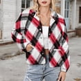 thumbnail image 3 of Jackets for Women Winter Coat Jackets Flannel Stand Collar Jacket(Red And Green Plaid Pattern,Size:S-4XL), 3 of 7