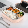 thumbnail image 4 of Matsuzay Fiambrera contenedor de alimentos con aislamiento térmico de acero inoxidable, caja Bento ecológica, fiambrera de 2 rejillas/4 Almacenamiento y organización del hogar, 4 of 6
