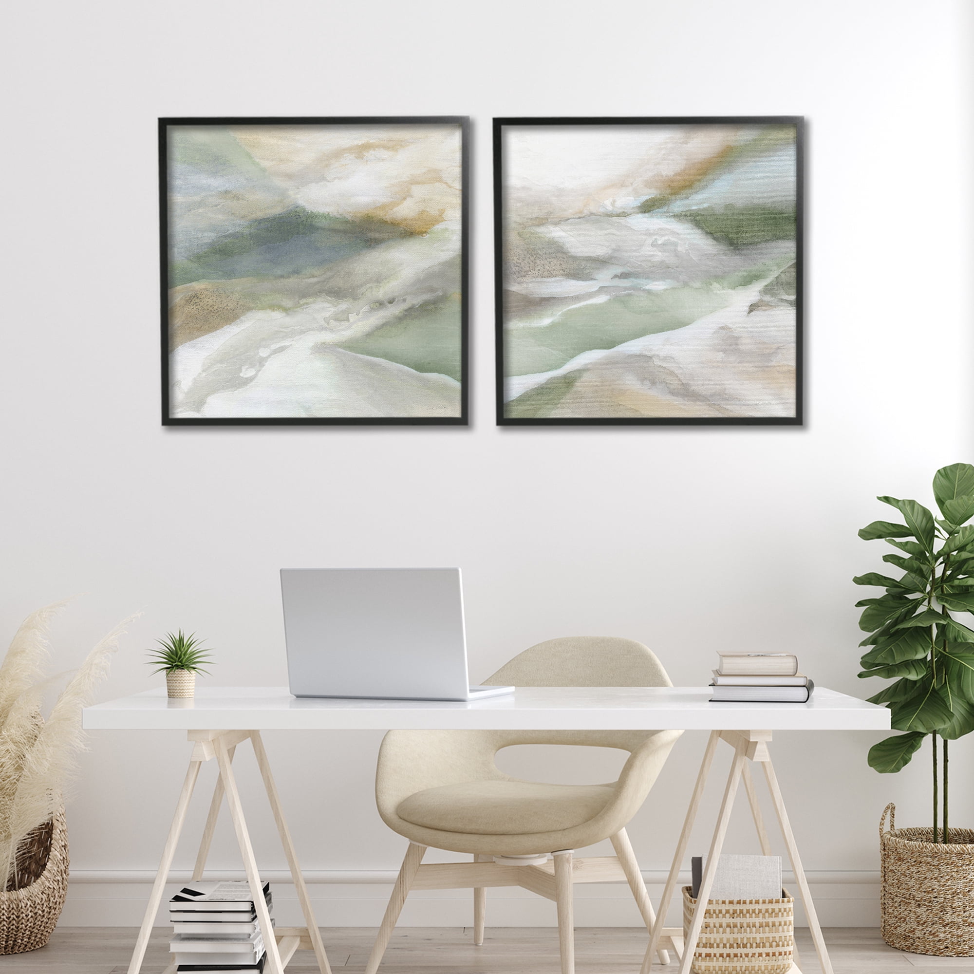 Stupell Industries Serene Misty Valley Abstraction 2 Piece Black Framed Giclee Art Set, design by Carol Robinson