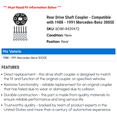 thumbnail image 2 of Rear Drive Shaft Coupler - Compatible with 1988 - 1991 Mercedes-Benz 300SE 1989 1990, 2 of 2