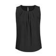 thumbnail image 2 of Tank Top for Women Round Neck Pleated Long Flowy Womens Tank Tops Loose Fit Summer Cute Basic T-Shirts 2025 Black,L, 2 of 5