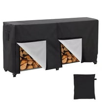 ASTRAEA 8FT Waterproof Firewood Log Rack Cover, Heavy Duty Outdoor Wood Storage Holder Cover with Zipper & Hook Loop Tape, Black