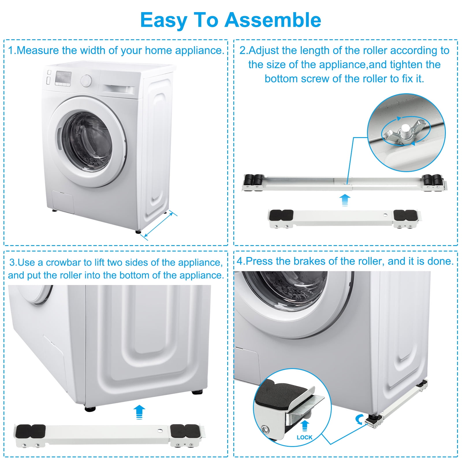 Uxcell Appliance Rollers, Extendable Appliance Sliders with Wheels,  White, 2pack