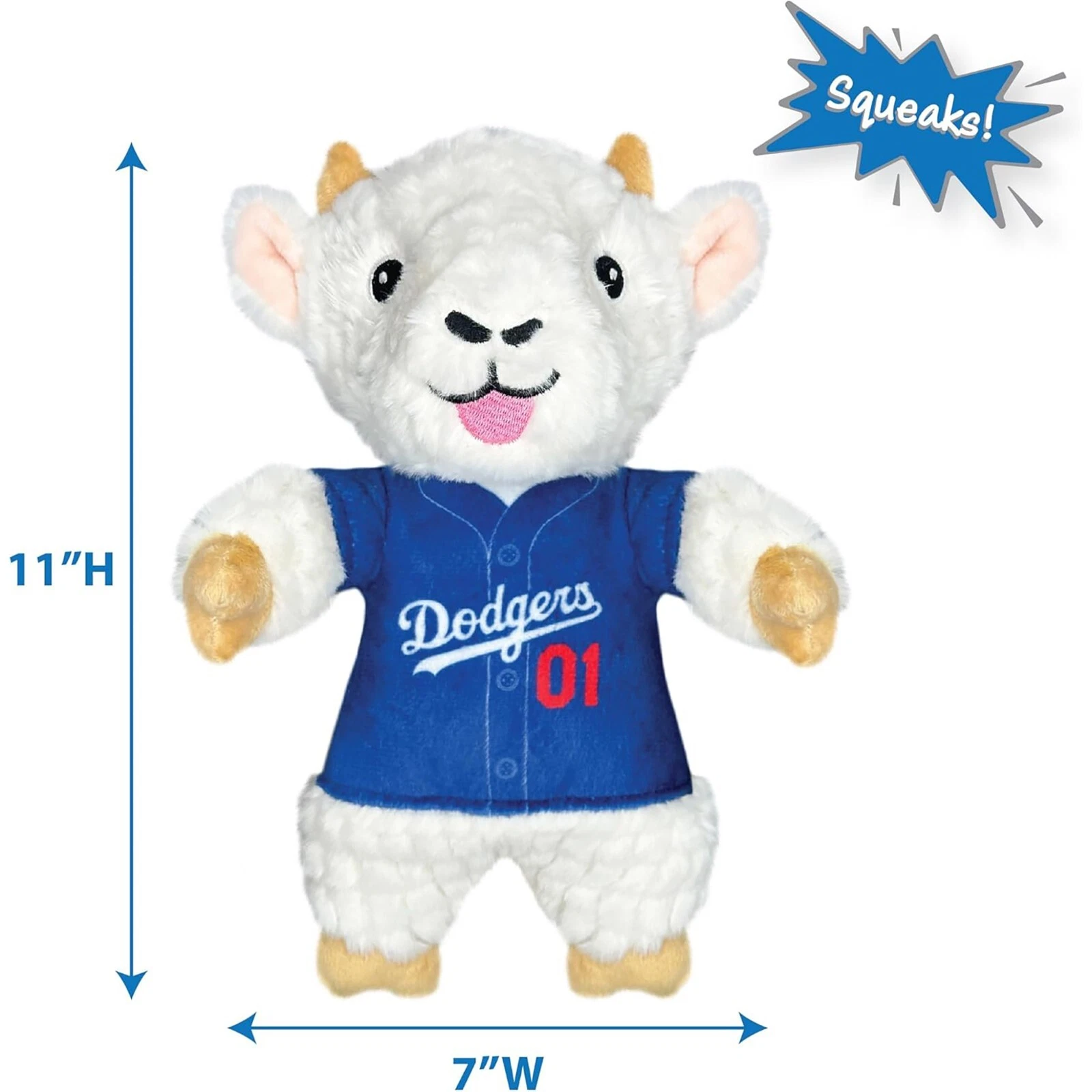Pets First MLB Goat Plush Toy for Dogs & Cats Squeaky Dog Toy with Squeaker