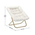 thumbnail image 5 of BizChair 28" Oversized Portable Faux Fur Folding Saucer Chair for Dorm, Bedroom, Ivory Faux Shearling/Soft Gold Frame, 5 of 10
