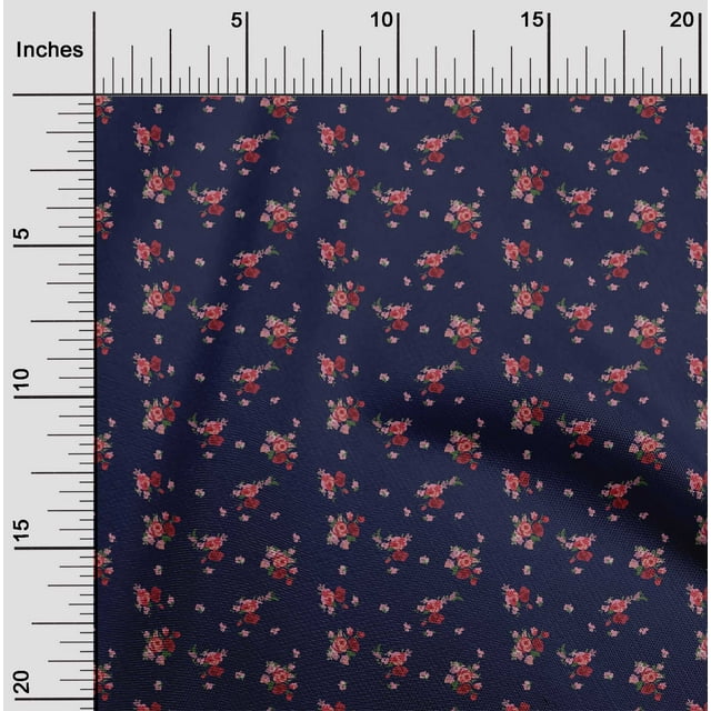 Tissu Viscose Georgette Pomme Feuilles & Fleurs Imprimé Floral BTY 42 Pouces de Large
