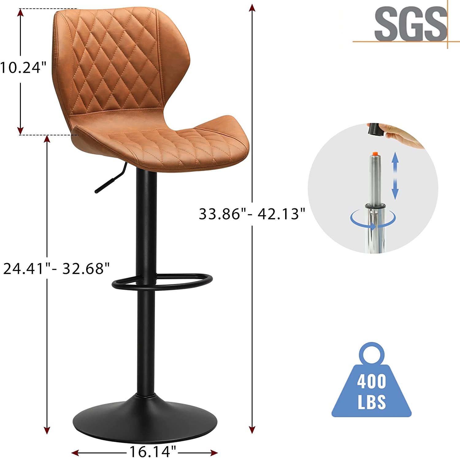 Afuhokles Set of 4 PU Leather Bar Stools Kitchen Dining Bar Chairs Rustic Low Back Brown