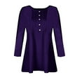 thumbnail image 4 of ATOYSOY Womens Long Sleeve Tunic Tops Shirt V-neck Button Blouse Casual Pleated Basic Pullover Purple XXXXL, 4 of 4