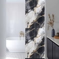 thumbnail image 3 of Marble Black Window Privacy Film, Abstract Gold White Brick Stone Motif Static Cling UV Sun Blocking Heat Control Window Tint Day and Night, Non-Adhesive One Way Windows Privacy Cover 17.7''x78.7'', 3 of 7